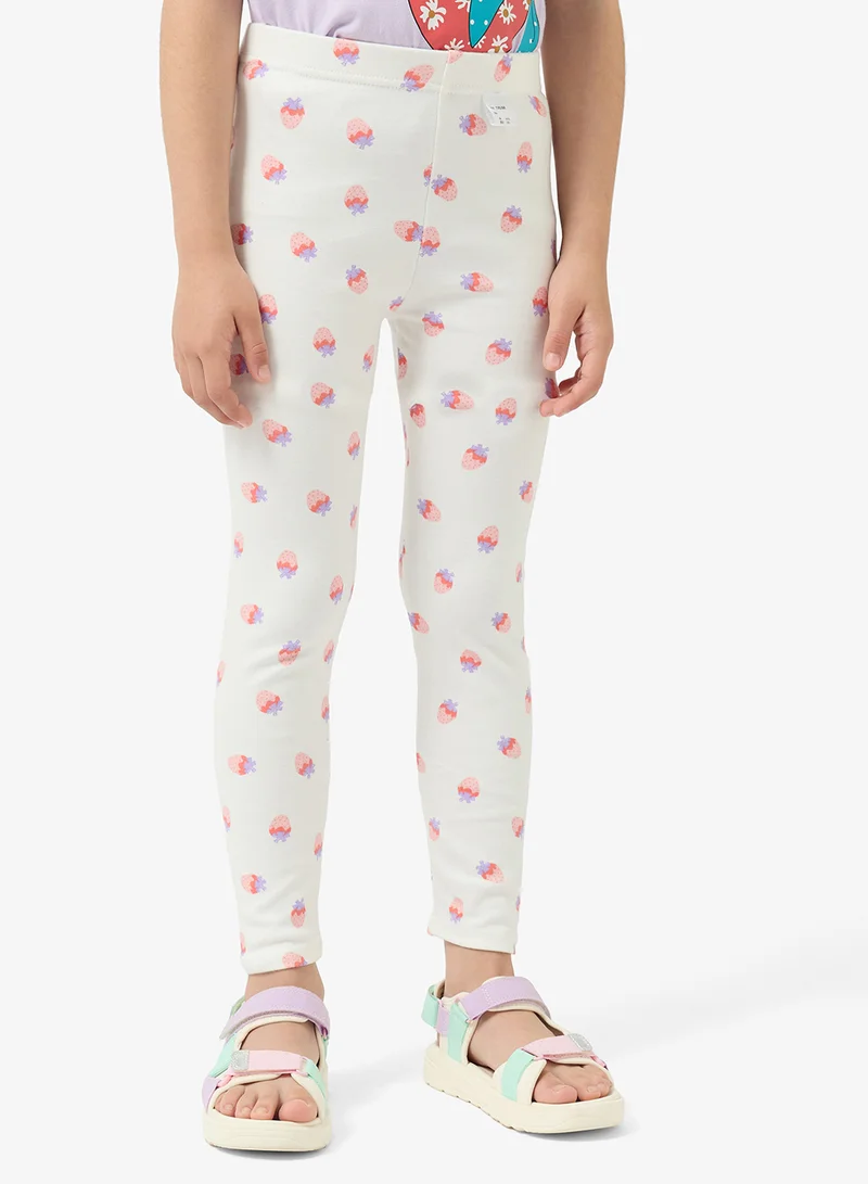 Pinata Strawberry Print White Leggings